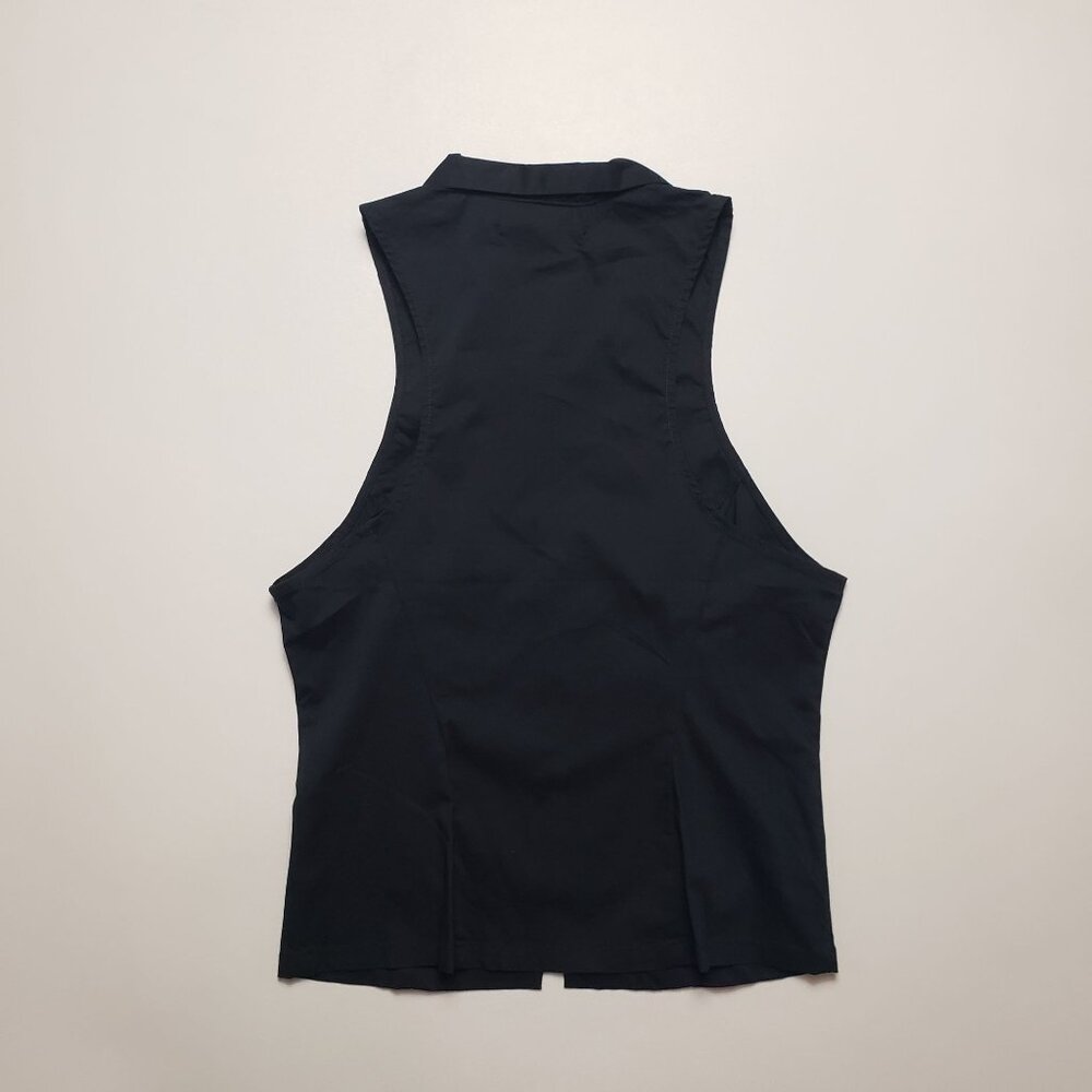 UO Party Girl Cotton-Blend Button Down Sleeveless Shirt Women's Small Jet Black - Picture 8 of 16